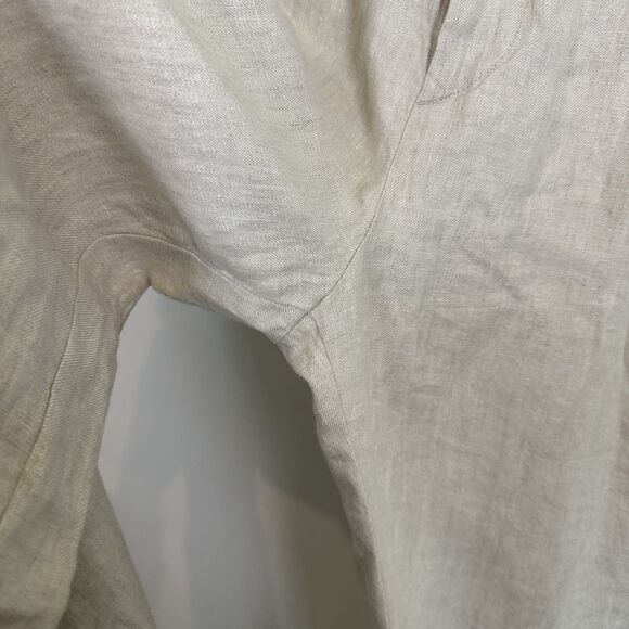 AE77 American Eagle Linen Trouser Pants Womens Size 6 Ivory Pleated Wide Leg - Picture 4 of 12